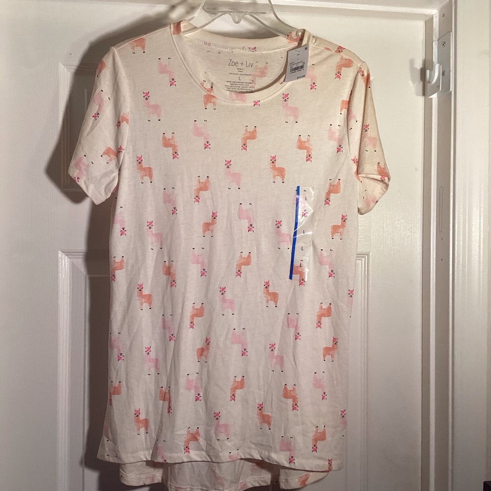 🔥SALE🔥 NWT TARGET ZOE+LIV SEMI SHEER LLAMA T-SHIRT JUNIORS LARGE